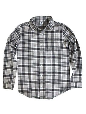 Janie and Jack Girls Plaid Button Down Shirt Size 10 Gray Black 100% Cotton
